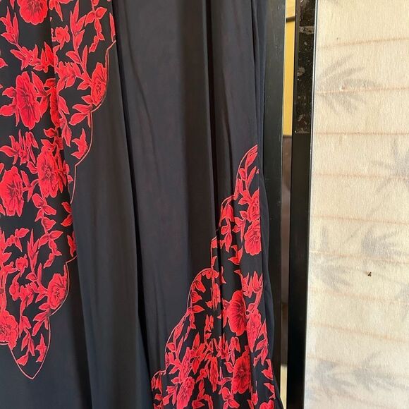 VTG Black & Red Reversible Floral Boho Feminine Whimsigoth Maxi Skirt S - Picture 11 of 12